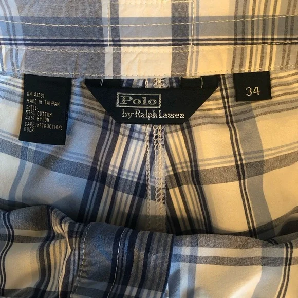 Polo Ralph Lauren Classic Blue & White Plaid Design Board Shorts Size 34 - Picture 7 of 8